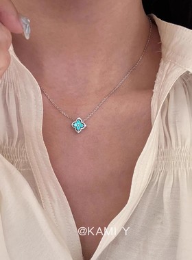 夏日清凉帕拉伊巴可拆两戴四叶草项链轻奢时尚高级锁骨链