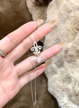 满钻爆闪鸢尾花项链2025新款清冷感精致轻奢钛钢不掉色锁骨链批发