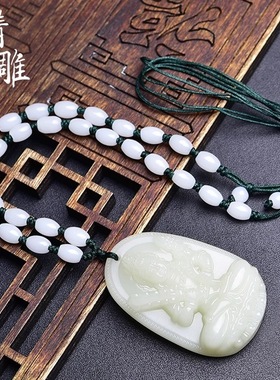 九华山开过天然和田玉吊坠项链十二生肖男女士款本命佛福光玉坠