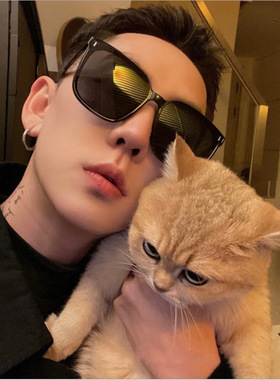 韩版潮复古黑框眼镜防紫外线设计感男女墨镜夏季蹦迪防晒裤太阳镜