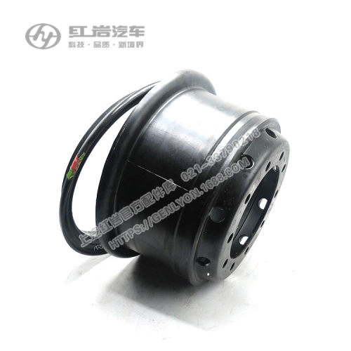 红岩新金刚杰狮原厂前轮钢圈铝合金车轮8.5-20车轮总成(14-16mm) - 图2