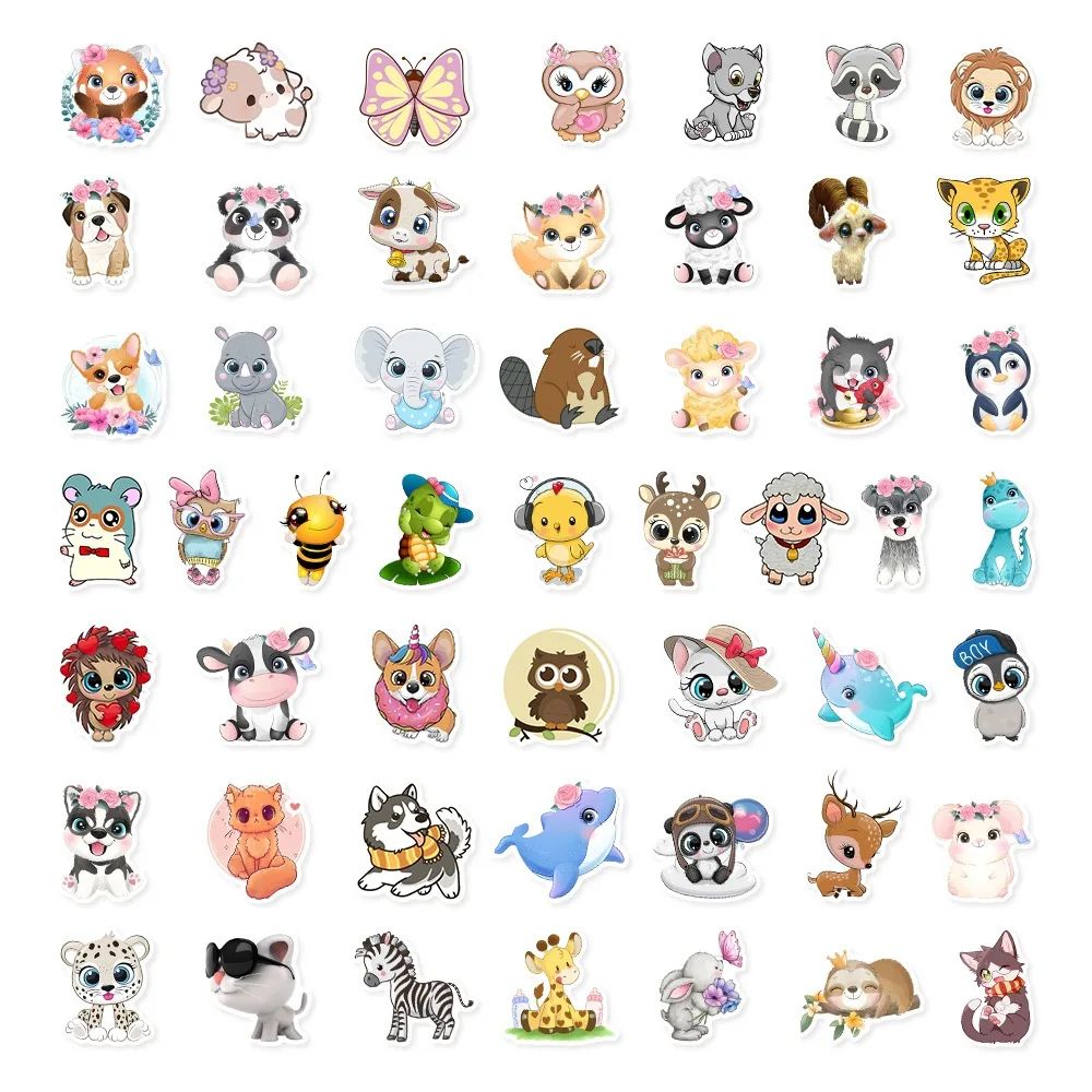 50pcs Cute Mixed Animal Stickers Phone Case Notebook Skatebo - 图3