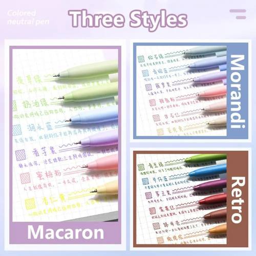 6 Colors Gel Pen Morandi Macaron Retro Color Pen 0.5mm Color - 图3