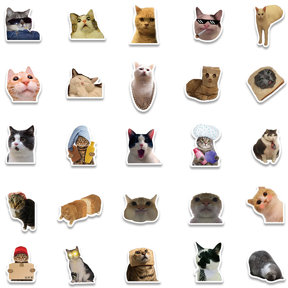 50/100pcs Cute Dog Cat MEME Funny Animals Stickers Aesthetic - 图3