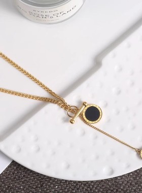 通体钛钢  欧美风OT扣双罗马流苏项链简约不掉色级感毛衣链配饰潮