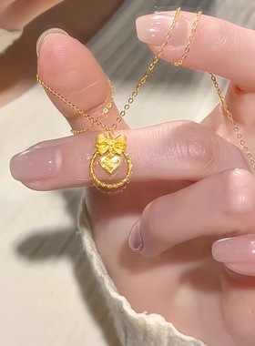 金店同款沙金蝴蝶结碎冰冰项链