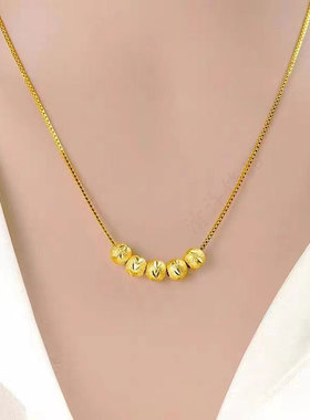 钛钢项链五福珠锁骨链百搭气质高雅时尚轻奢脖子颈链永久不掉色女