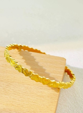 越南沙金龙鳞爱心手镯女款60/62N波光粼粼镯子韩版小众高级感饰品