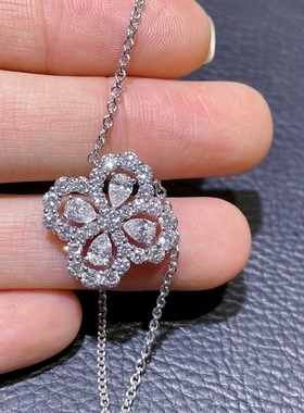 满钻高级感纯银四叶草项链女礼物