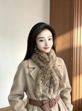 高品质紫貂围巾女冬季保暖气质双面貂毛编织皮草毛围脖裘皮毛领