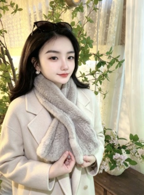 韩国水貂毛皮草围巾女秋冬季双面水貂绒围脖毛毛领子皮草围脖