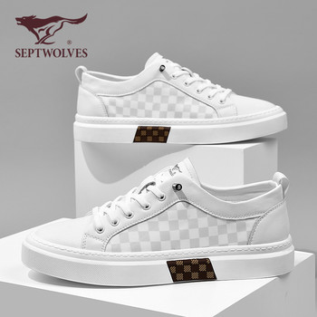 Septwolves ເກີບສີຂາວເກີບຜູ້ຊາຍໃນລະດູໃບໄມ້ປົ່ງໃຫມ່ເກີບຫນັງບາດເຈັບແລະເກີບຄົນອັບເດດ: ຕົ້ນສະບັບ niche sneakers versatile ຂອງຜູ້ຊາຍ