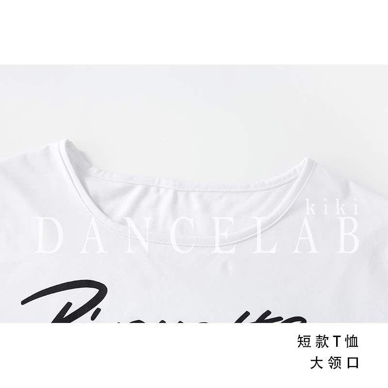 dancelab kiki芭蕾风全棉女士宽松短T恤短袖舞蹈热身运动日常外穿 - 图1