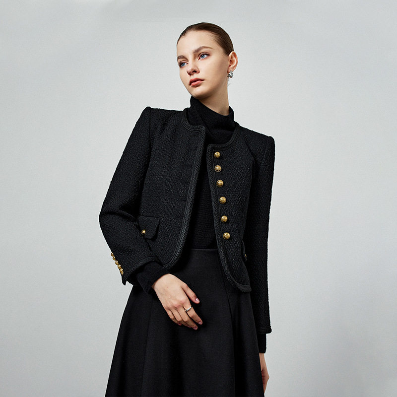 今年流行特惠小香风圆领长袖黑色短外套女早春新款2025气质名媛,淘宝优惠券,粉丝福利购,淘宝优惠卷