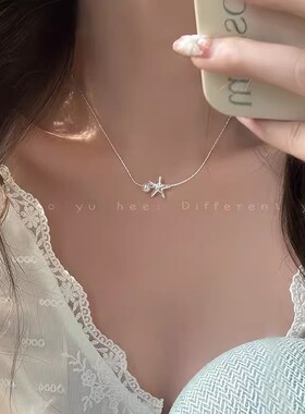简约海星珍珠项链女款小众独特设计感锁骨链轻奢气质精致星星配饰