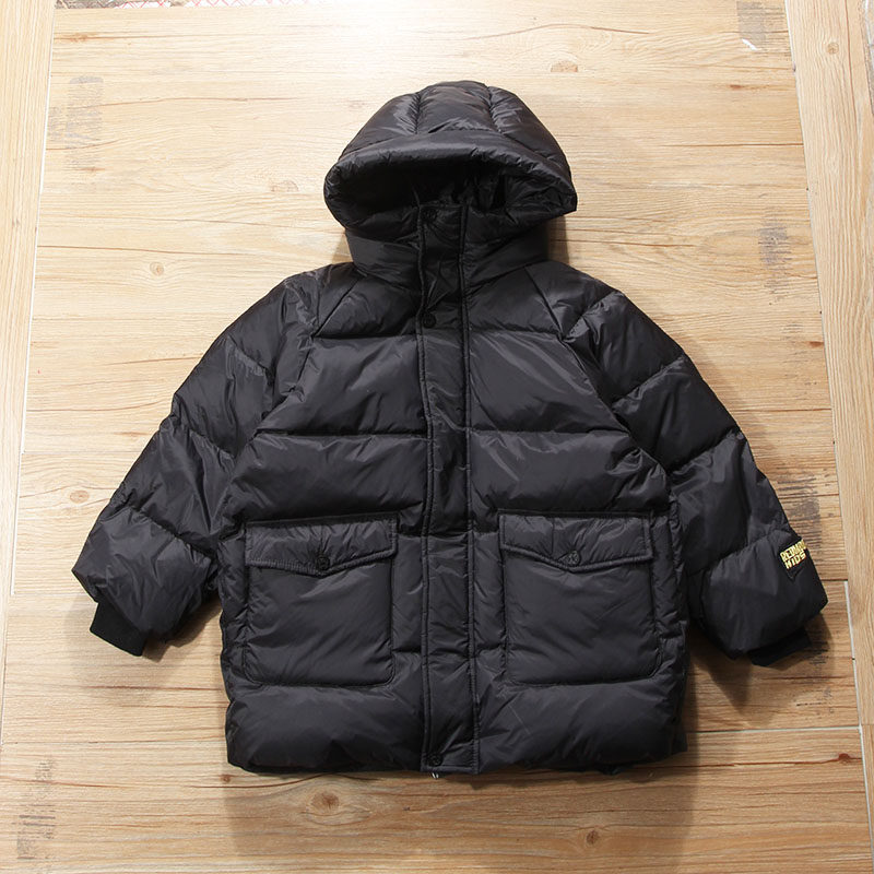童装羽绒服冬季新款男童中大童白鸭绒加厚保暖外套女童中长款开衫