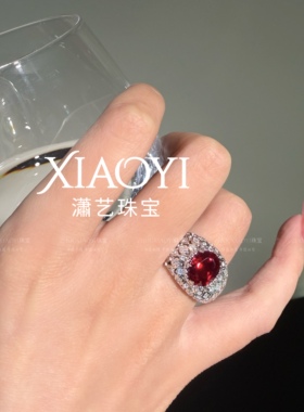 意大利复古【实验室培育红宝戒指】4.5ct鸡尾酒高级925银