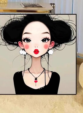 小甜甜女孩儿童房装饰画多巴胺挂画ins风客厅餐厅壁画