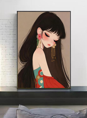 个性少女装饰画客厅餐厅人物挂画玄关卧室文艺墙面背景壁画
