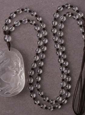 白水晶吊坠马上属猴项链加官进爵