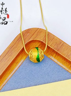 金店同款沙金千里江山路路通项链国色生香镂空桶珠diy配件新国风