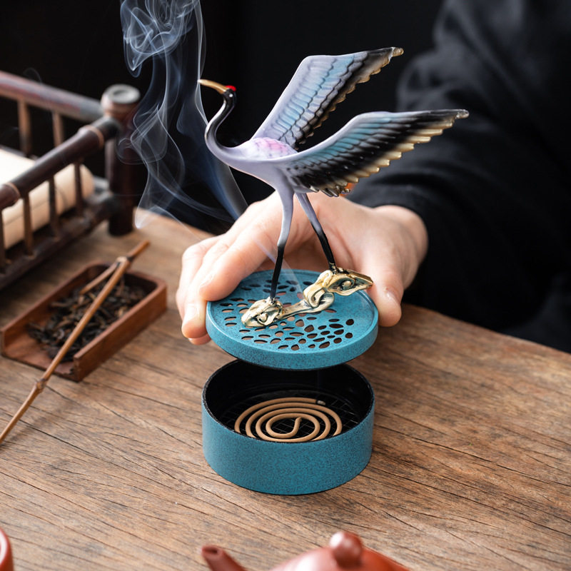 新中式禅意仙鹤踏云桌面摆件沉香檀香盘香炉家用室内香道香薰炉,淘宝优惠券,粉丝福利购,淘宝优惠卷