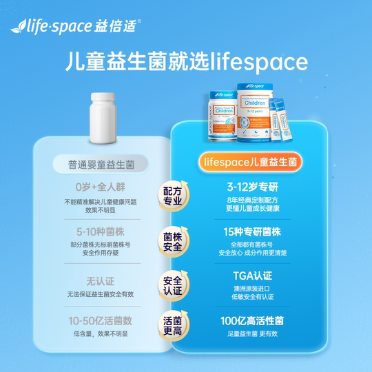 澳洲进口lifespace益倍适婴幼儿童宝宝益生菌呵护肠胃助消化