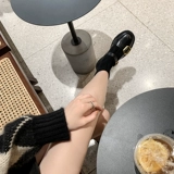 [Sheii su yinyin] xiaojin buckle ~ новая кожаная двойная пряжка эластичные короткие ботинки женские носки ботинки черные узкие ботинки