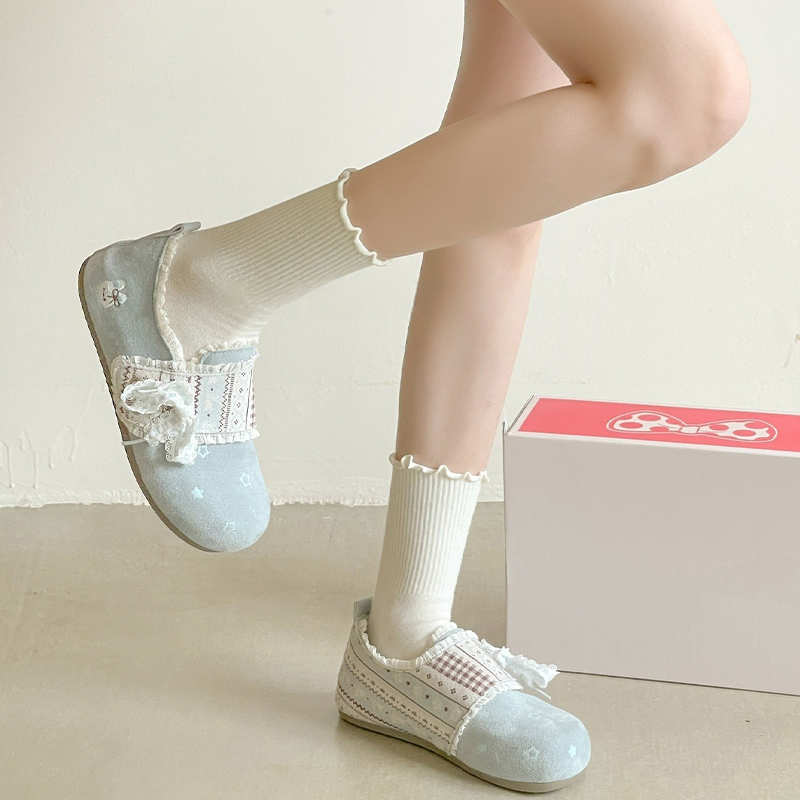 2026春季新款女孩博肯鞋懒人一脚蹬外穿鞋魔术贴花边休闲鞋潮,淘宝优惠券,粉丝福利购,淘宝优惠卷