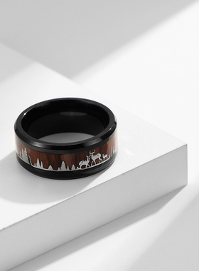 情侣钛钢原创戒指环麋鹿