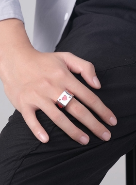 嘻哈ins欧美风戒指环幸运扑克牌