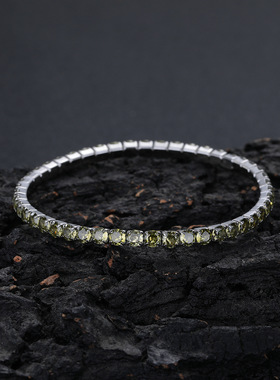 欧美弹力手链镶钻绿色锆石