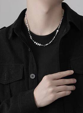 莫比乌斯碎银项链钛钢拼接