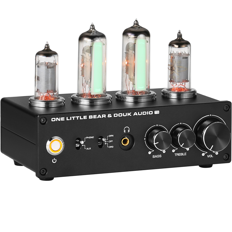 HIFI电子管唱放MM/MC转盘唱头放大器桌面T9胆前级带高低音6E2猫眼 - 图3