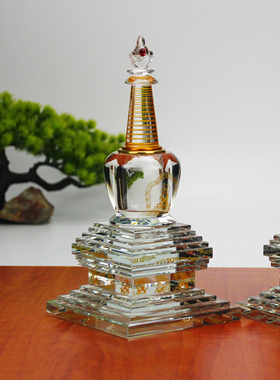 大号水晶舍利塔菩提塔佛塔铜扣螺旋接口密封装藏佛具工艺饰品摆i.
