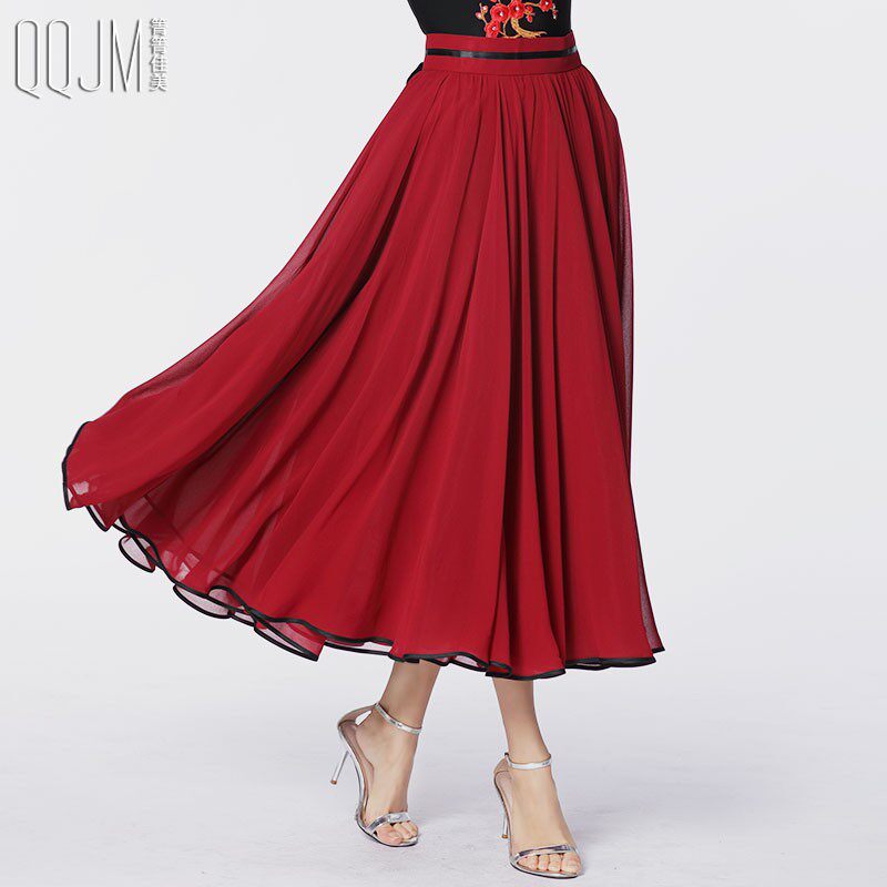 摩登舞裙新款成人女华尔兹舞裙国标舞大裙摆交谊舞裙广场舞半身裙,淘宝优惠券,粉丝福利购,淘宝优惠卷