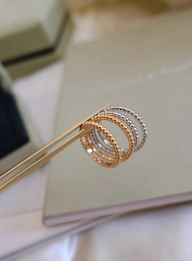 VC珠珠戒指女18K玫瑰金小众轻奢高级感叠戴925银perlee指环A对戒