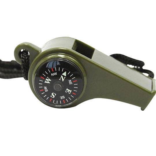 三合一指南针救生哨/温度计 户外常备多功能求生口哨 便携带挂绳