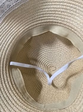 儿童草帽遮阳帽法式手工拉菲女夏季出游海边沙滩度假大帽檐遮阳