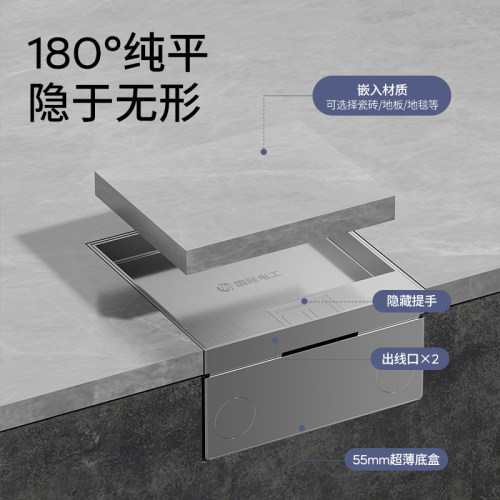 200型大理石瓷砖地插座隐形纯平不锈钢嵌入隐藏防水五孔网络地插 - 图2