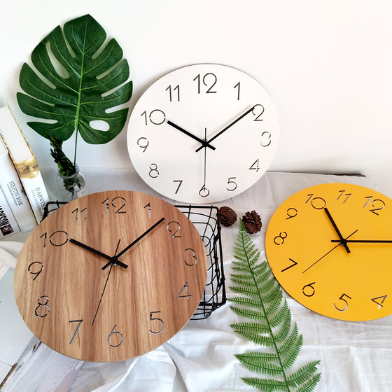 Creative Nordic wall clock modern fashionable wooden living room
