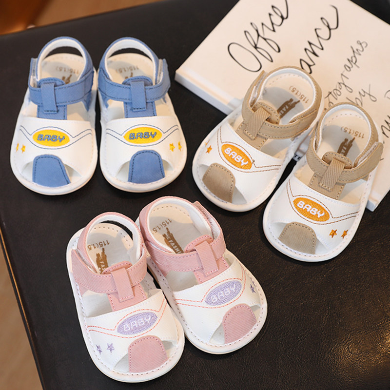 夏季宝宝凉鞋婴儿鞋0-1岁软底透气防滑牛筋底学步鞋男女不掉鞋A类