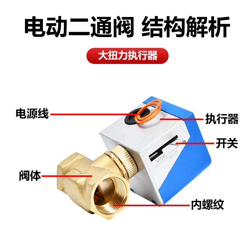 电动二通阀220v江森款VA7010中央空调风机盘管电磁阀6分1寸dn20