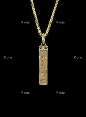 K one黑金潮牌吊坠上上签复古挂坠男女百搭个性高级感项链