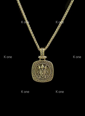 K one复古黑金吊坠男女款立体浮雕扎基拉姆挂坠潮高级感项链
