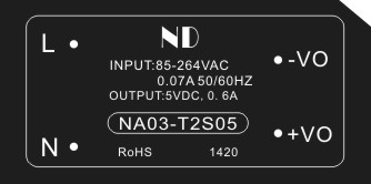 NA03-T2S05能达AC-DC220v转5V3W小体积高精度恒压开关电源-图2