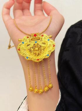 古法鎏金镂空花丝点缀天子门项链