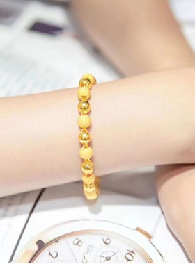 金店同款不掉色猫眼手链女沙金磨砂古法转运珠本命年仿真珠珠手链