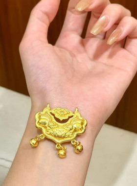 新中式凤凰镂空吊坠女金色项坠平安如意铃铛流苏不掉色