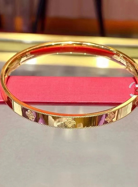 金店同款金色沙金仿真幸运四叶草手镯实心万花筒时尚手环假三金女